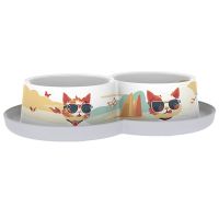 Moderna Бельгия Double Trendy Dinner Indy&Louise двойная миска для кошек, серо-белый