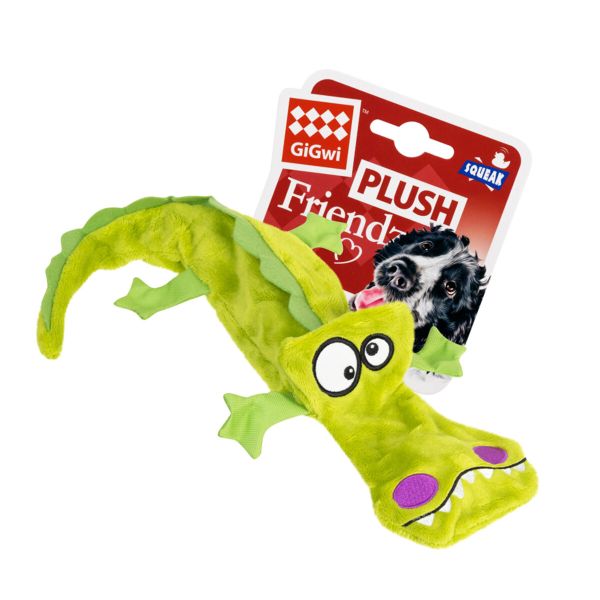 GiGwi Китай Игрушка для собак Крокодил с 4-мя пищалками Plush Friendz, плюш