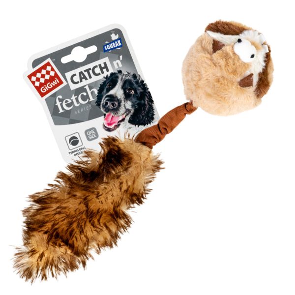 GiGwi Китай Игрушка для собак Барсук с 2-мя пищалками Catch&fetch, искусственный мех