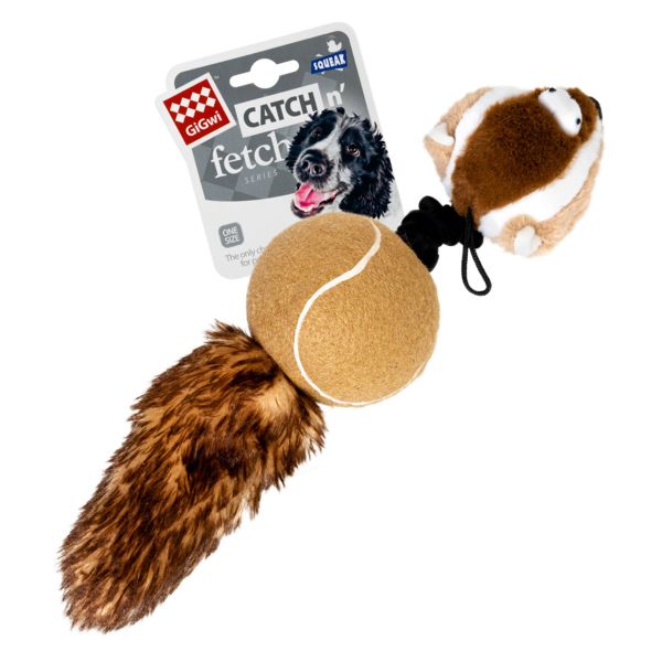 GiGwi Китай Игрушка для собак Барсук с 2-мя пищалками Catch&fetch, искусственный мех