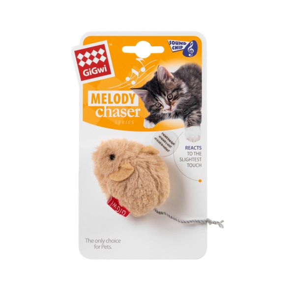 GiGwi Китай Игрушка для кошек Мышка со звуковым чипом Melody chaser, искусственный мех
