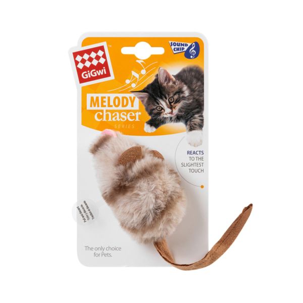 GiGwi Китай Игрушка для кошек Мышка со звуковым чипом Melody chaser, искусственный мех