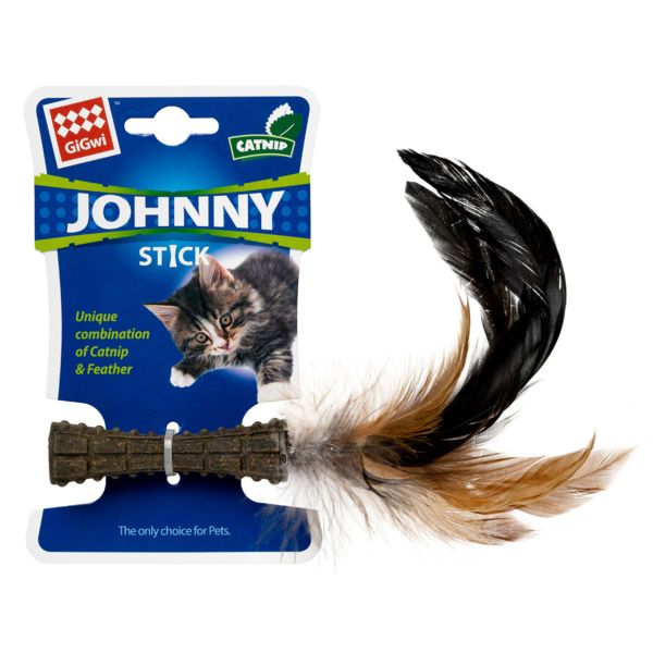 GiGwi Китай Игрушка для кошек Спрессованная кошачья мята с пером Johnny stick, перо