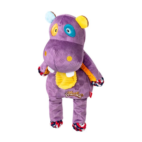 GiGwi Китай Іграшка для собак Бегемот з мотузками та пищалкою Plush Friendz, текстиль