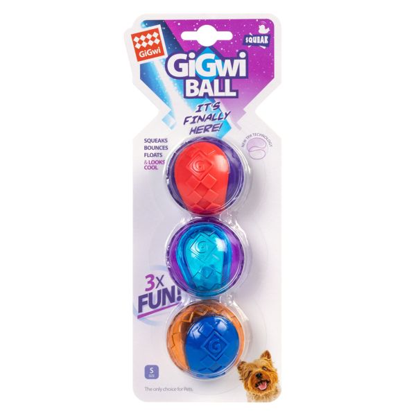 GiGwi Китай Игрушка для собак Три мяча с пищалкой BALL, резина