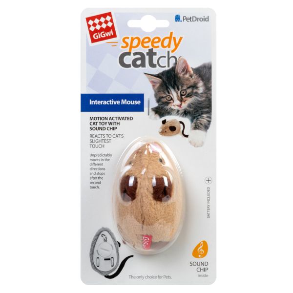 GiGwi Китай Игрушка для кошек Интерактивная мышка Speedy Catch, искусственный мех