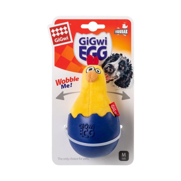 GiGwi Китай Игрушка для собак Цыпленок-неваляшка с пищалкой EGG, текстиль
