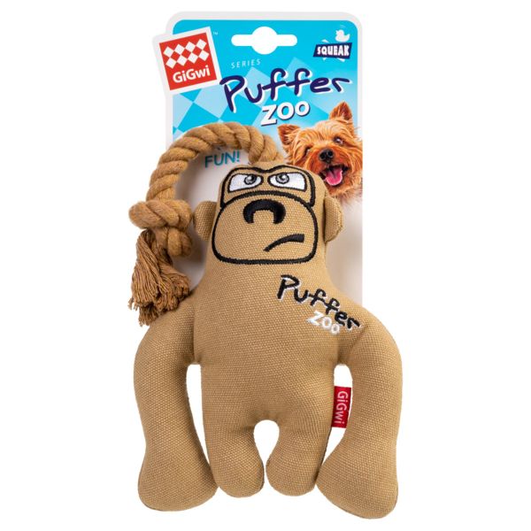 GiGwi Китай Игрушка для собак Обезьяна с пищалкой Puffer zoo, текстиль
