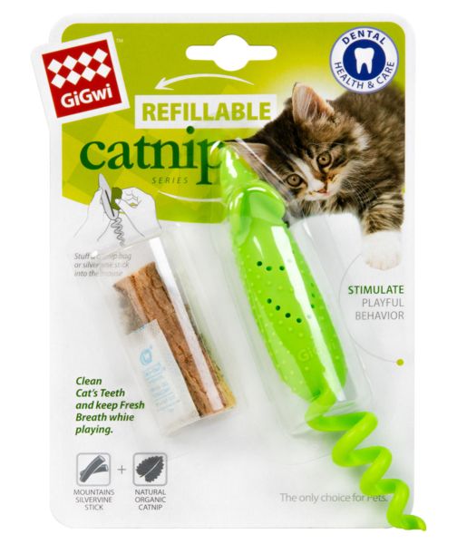 GiGwi Китай Игрушка для кошек Мышка резиновая Refillable Catnip, резина