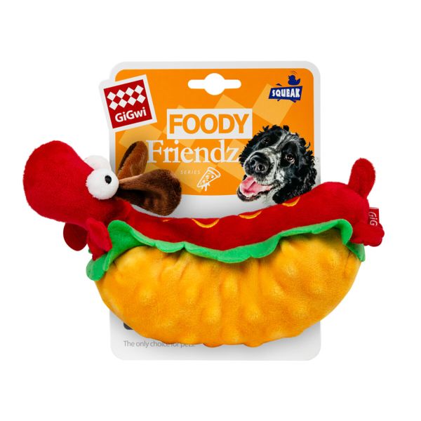 GiGwi Китай Игрушка для собак Хот-Дог с пищалкой Foody Friends, текстиль