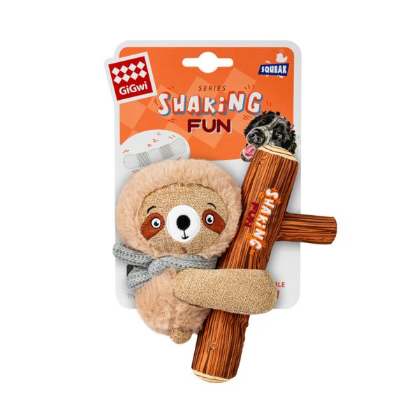 GiGwi Китай Игрушка для собак Ленивец с большой пищалкой Shaking Fun, текстиль