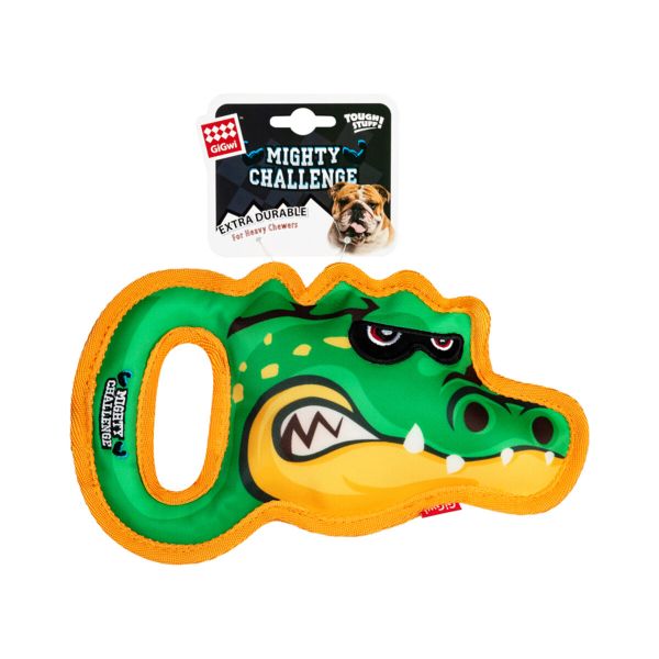 GiGwi Китай Игрушка для больших собак Крокодил с пищалкой MIGHTY CHALLENGE, износостойкий текстиль