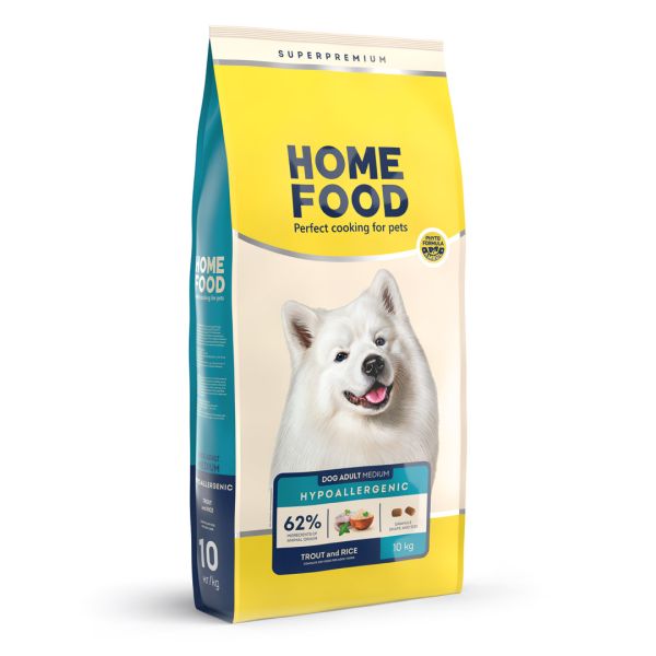 Сухой корм Home Food Украина гипоаллергенен для собак средних пород с форелью и рисом