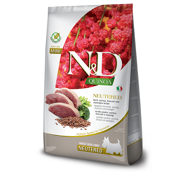 Сухий корм Farmina Сербія N&D Quinoa Neutered для дорослих собак малих порід з качкою, кіноа, броколі та спаржею