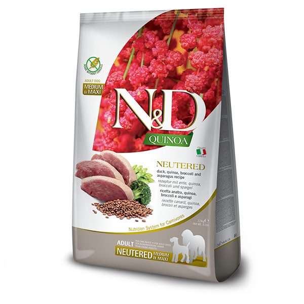 Сухий корм Farmina Сербія N&D Quinoa Neutered для дорослих собак середніх та великих порід з качкою, кіноа, броколі та спаржею