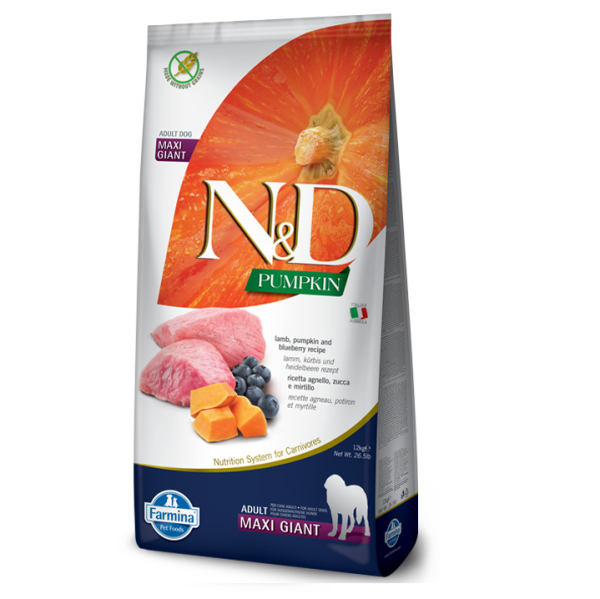 Сухой корм Farmina Сербия N&D Grain Free PUMPKIN для взрослых собак больших и гигантских пород с ягненком, черникой и тыквой