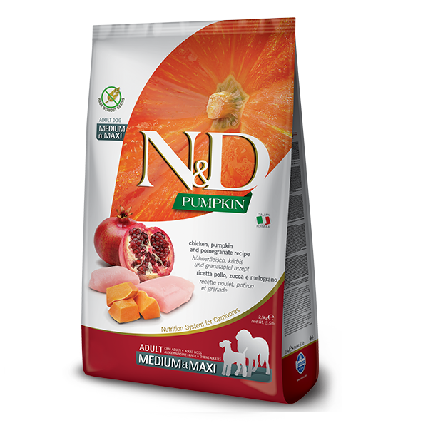 Сухий корм Farmina Сербія N&D Grain Free PUMPKIN для дорослих собак середніх та великих порід з куркою, гранатом та гарбузом