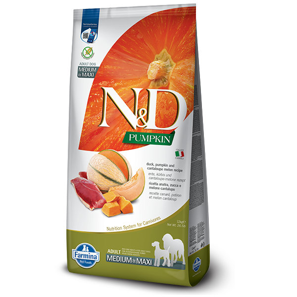 Сухой корм Farmina Сербия N&D Grain Free PUMPKIN для взрослых собак средних и больших пород с уткой, дыней и тыквой