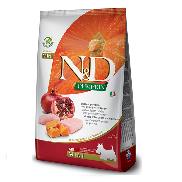 Сухий корм Farmina Сербія N&D Grain Free PUMPKIN для дорослих собак малих порід з куркою, гранатом та гарбузом