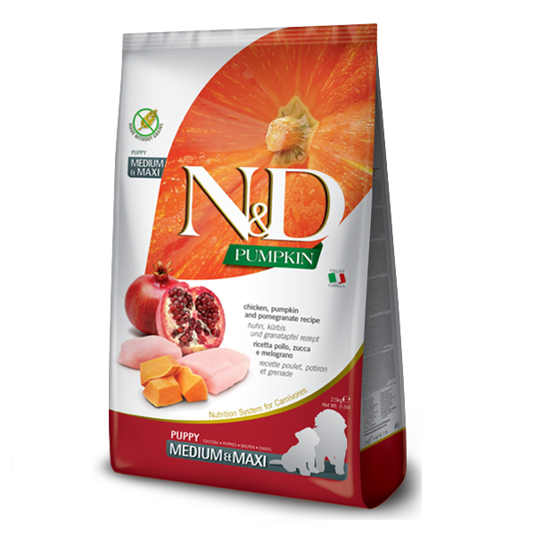 Сухий корм Farmina Сербія N&D Grain Free PUMPKIN для цуценят середніх та великих порід з куркою, гранатом та гарбузом