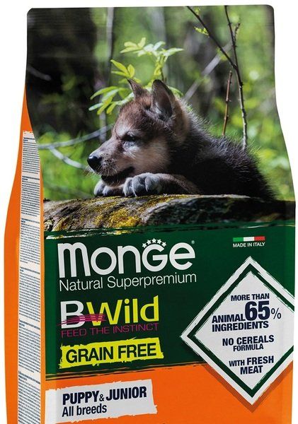 Сухой корм Monge Италия Dog Be Wild беззерновой для щенков с уткой