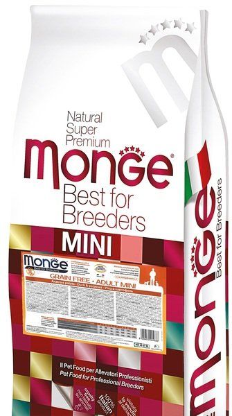 Сухой корм Monge Италия Dog Be Wild беззерновой для собак малых пород с уткой