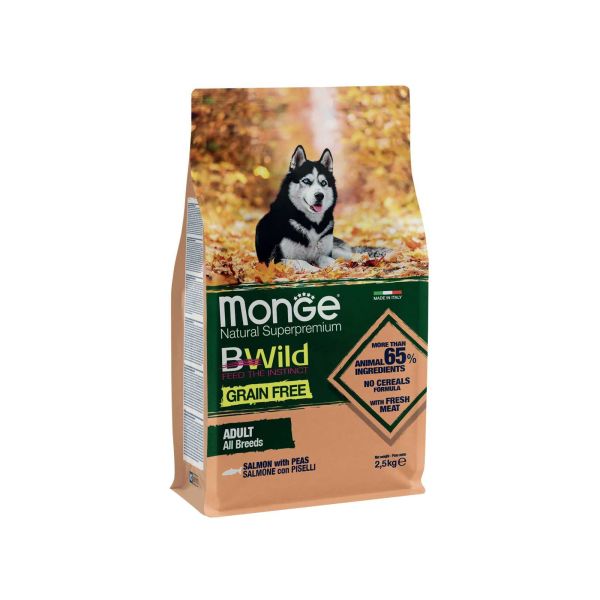 Сухой корм Monge Италия Dog Be Wild беззерновой для собак с лососем