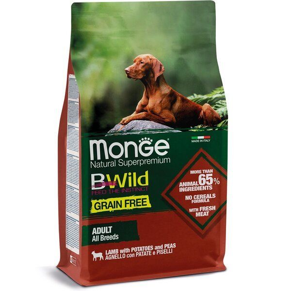 Сухой корм Monge Италия Dog Be Wild беззерновой для собак с ягненком