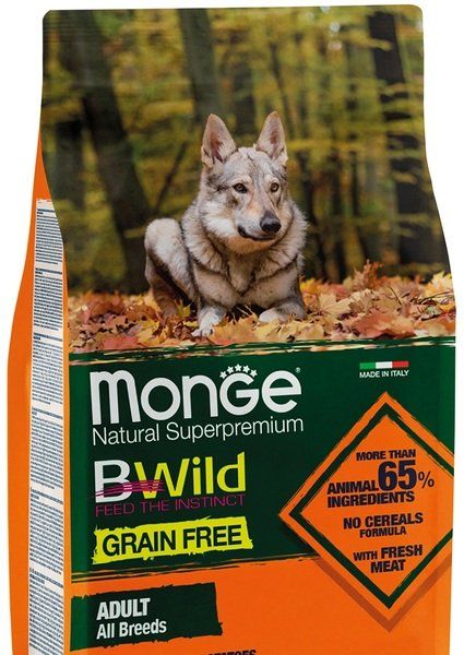 Сухой корм Monge Италия Dog Be Wild беззерновой для собак с уткой