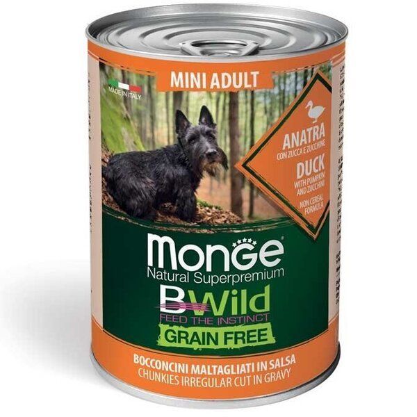 Влажный корм Monge Италия Dog Wet Be Wild беззерновой для собак малых пород с уткой, тыквой и цуккини