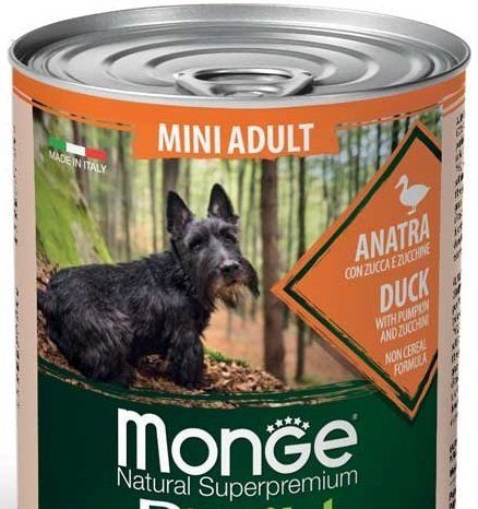 Влажный корм Monge Италия Dog Wet Be Wild беззерновой для собак малых пород с уткой, тыквой и цуккини