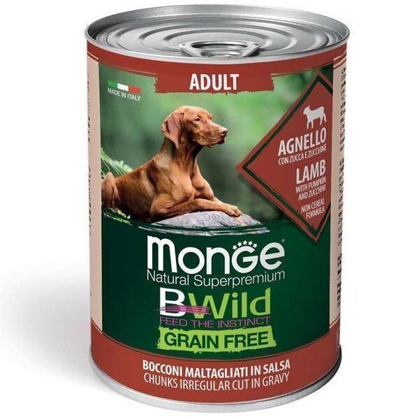 Влажный корм Monge Италия Dog Wet Be Wild беззерновой для собак с ягненком, тыквой и цуккини