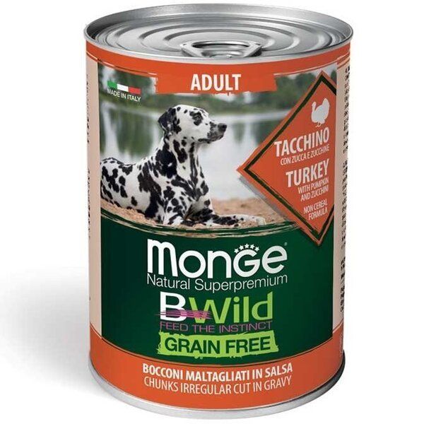 Влажный корм Monge Италия Dog Wet Be Wild беззерновой для собак с индейкой, тыквой и цуккини