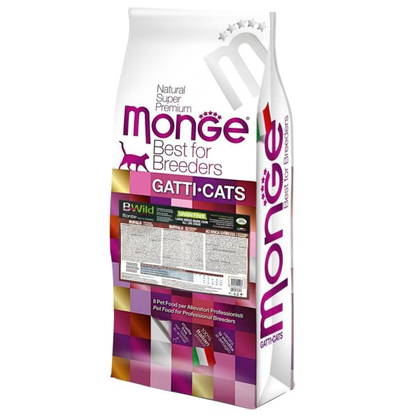 Сухой корм Monge Италия Cat Be Wild беззерновой для кошек больших пород с мясом буйвола