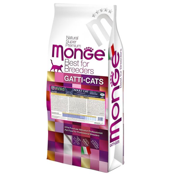 Сухой корм Monge Италия Cat Be Wild для кошек с мясом зайца