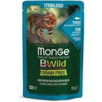 Влажный корм Monge Италия Cat Wet Be Wild беззерновой для стерилизованных кошек с тунцом
