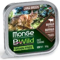 Влажный корм Monge Италия Cat Wet Be Wild беззерновой паштет для кошек больших пород с буйволом