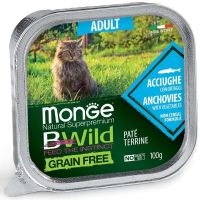 Влажный корм Monge Италия Cat Wet Be Wild беззерновой паштет для кошек с анчоусами