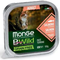 Влажный корм Monge Италия Cat Wet Be Wild беззерновой паштет для кошек с лососем