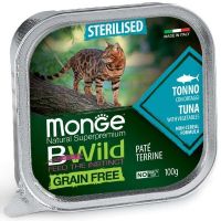 Влажный корм Monge Италия Cat Wet Be Wild беззерновой паштет для стерилизованных кошек с тунцем