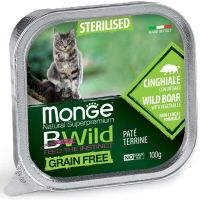 Влажный корм Monge Италия Cat Wet Be Wild беззерновой паштет для стерилизованных кошек с кабаном