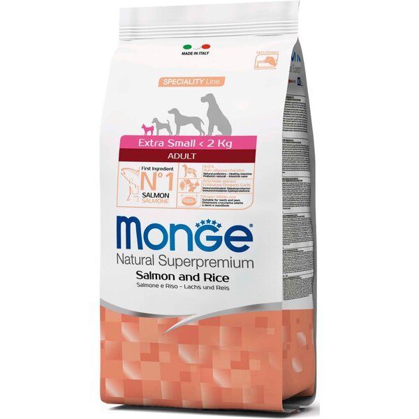 Сухой корм Monge Италия Dog Extra Small для собак миниатюрных пород с лососем и рисом