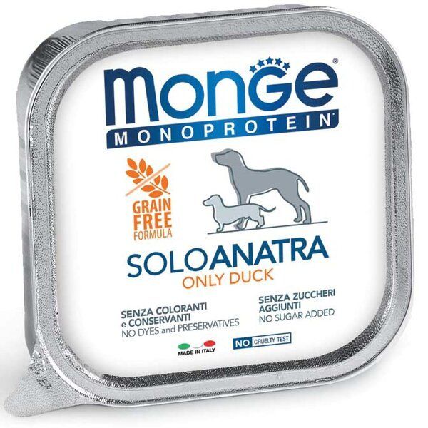 Вологий корм Monge Італія Dog Wet SOLO монопротеїновий для собак з качкою