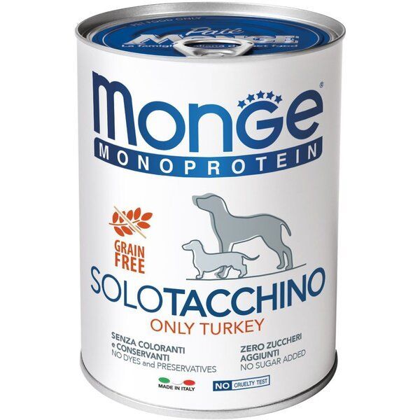 Влажный корм Monge Италия Dog Wet SOLO монопротеиновый для собак с индейкой