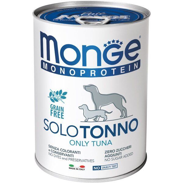 Влажный корм Monge Италия Dog Wet SOLO монопротеиновый для собак с тунцем