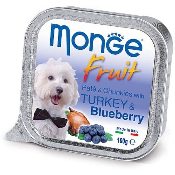 Влажный корм Monge Италия Dog Wet Fruit для собак с индейкой и черникой