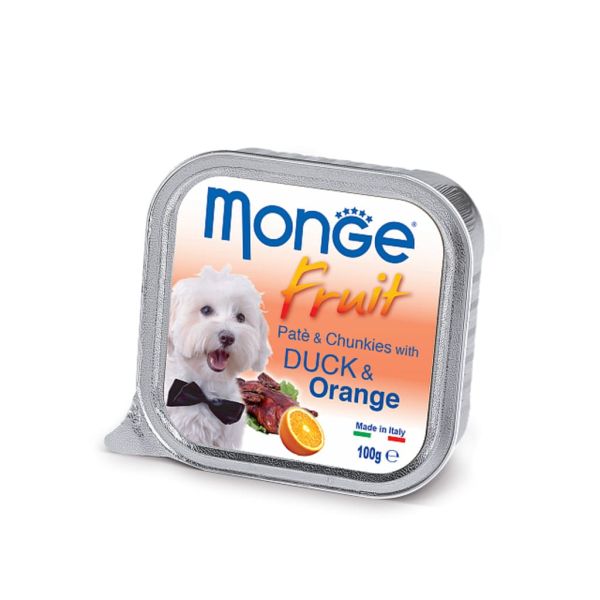 Влажный корм Monge Италия Dog Wet Fruit для собак с уткой и апельсинами