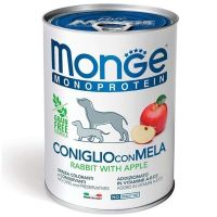 Влажный корм Monge Италия Dog Wet Fruit Mono монопротеиновый для собак с кроликом и яблоком