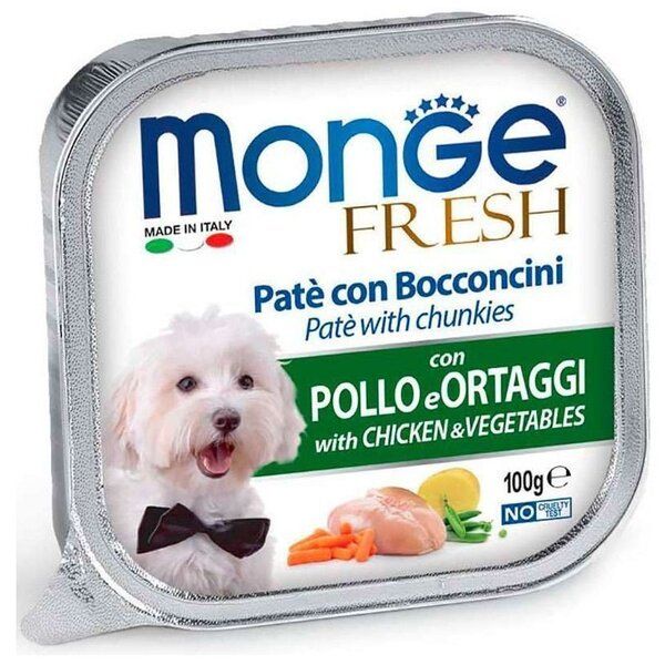 Влажный корм Monge Италия Dog Wet Fresh для собак с курицей и овощами