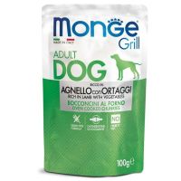 Влажный корм Monge Италия Dog Grill для собак, запеченные кусочки в соусе с ягненком и овощами